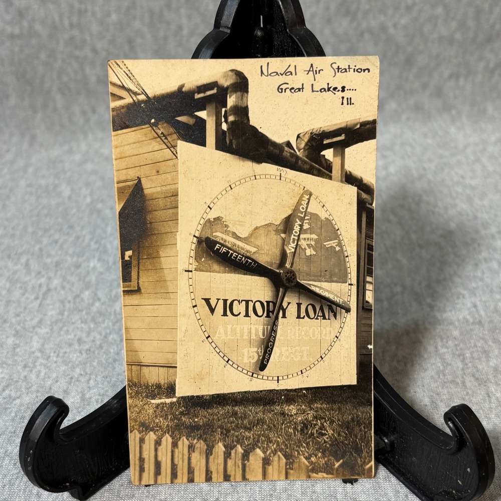 Vintage WWI Naval Air Station Great Lakes Victory Loan Photo 15th Regiment Prop